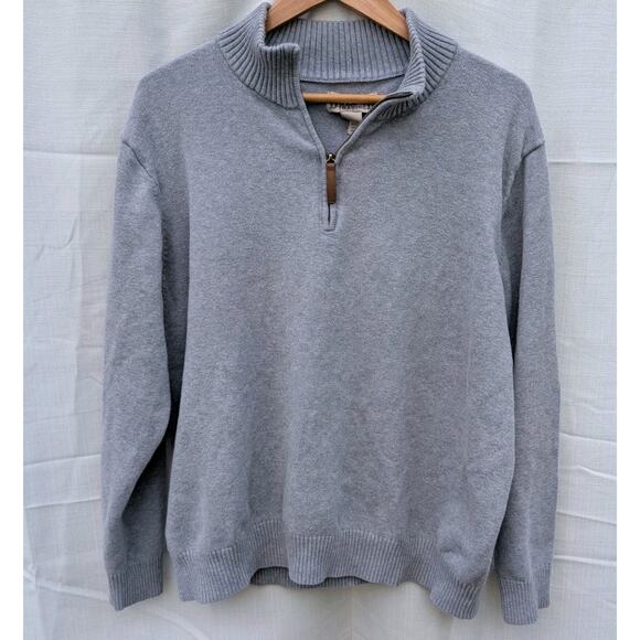 Duluth Trading Mens Strongarm 1/4 Zip Mock Neck Sweater Gray XL Casual Preppy - Picture 1 of 7